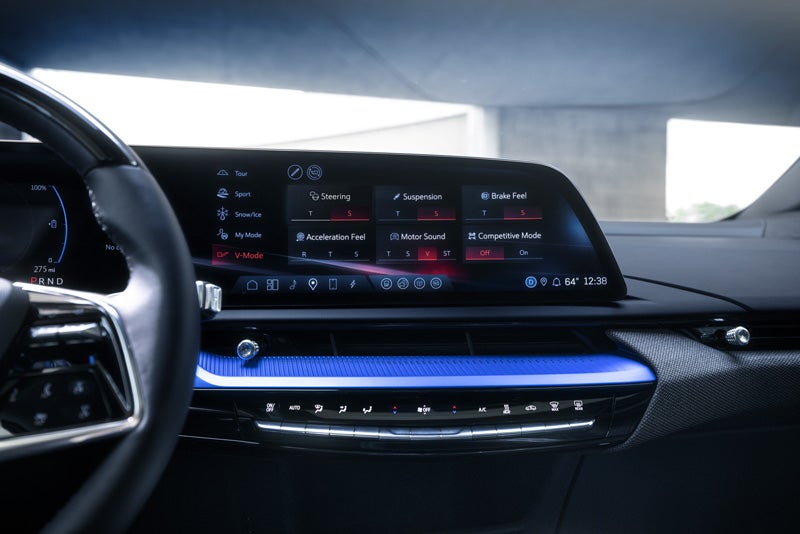 The 2026 OPTIQ-V Display Screen Displaying the V-Mode Settings | Earnhardt Chandler Cadillac in Chandler AZ