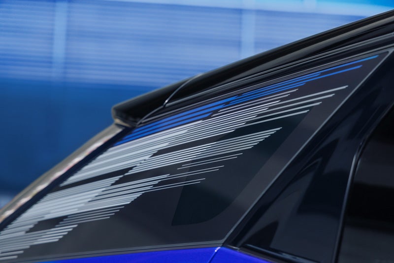 Close-up of the Modern Pattern on the 2026 OPTIQ-V Rear Quarter Glass | Earnhardt Chandler Cadillac in Chandler AZ