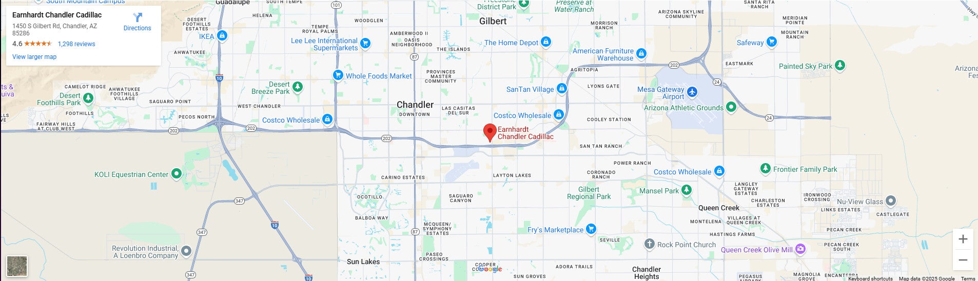 Earnhardt Chandler Cadillac Map